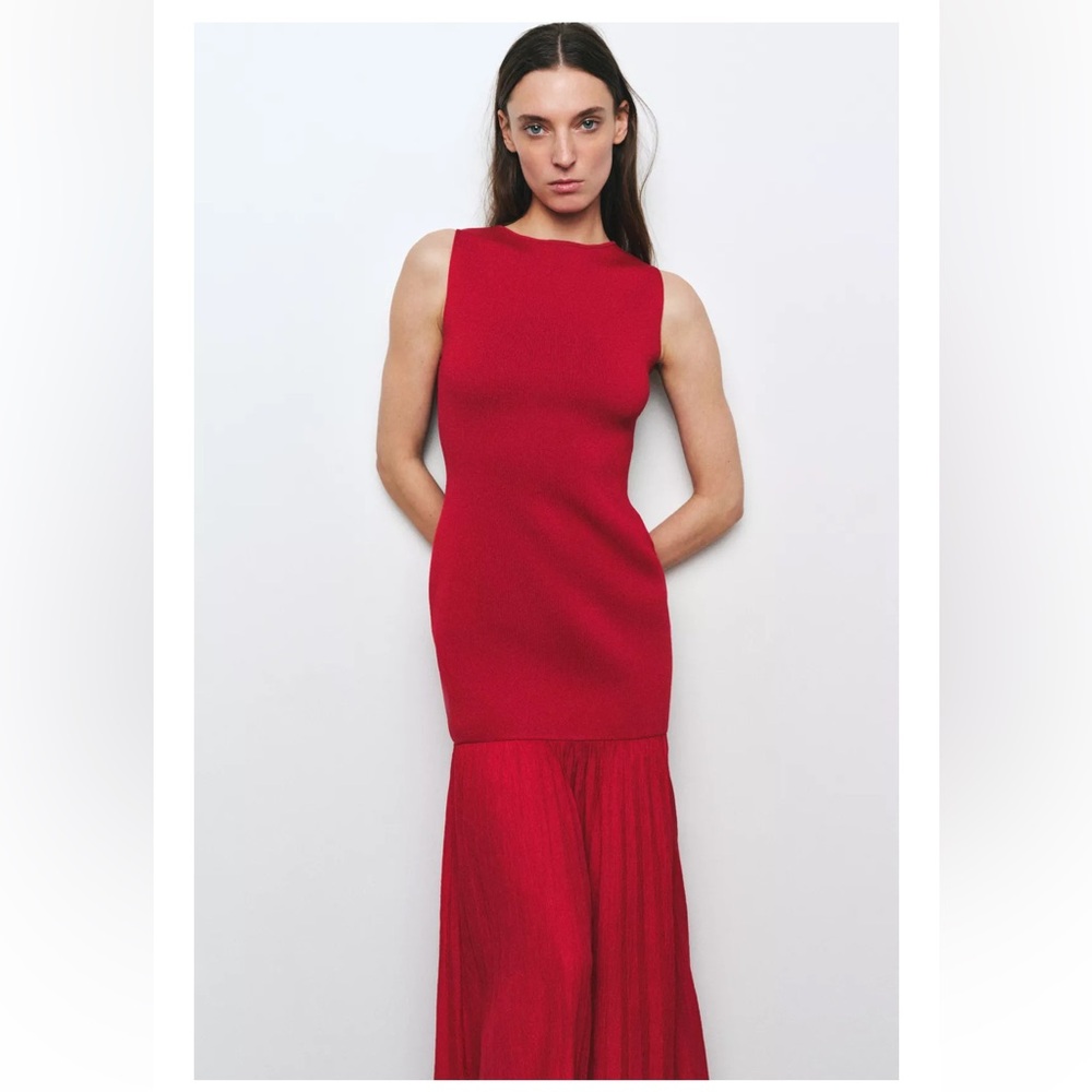 Zara NWT knit combination red dress 4192/034